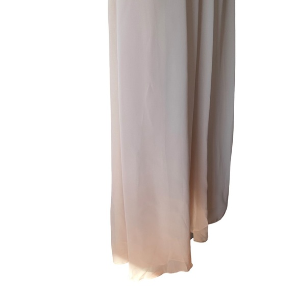 Davids Bridal Long Beaded Chiffon Gown Size 5 Pastel Pink Strapless Lace - Picture 7 of 17